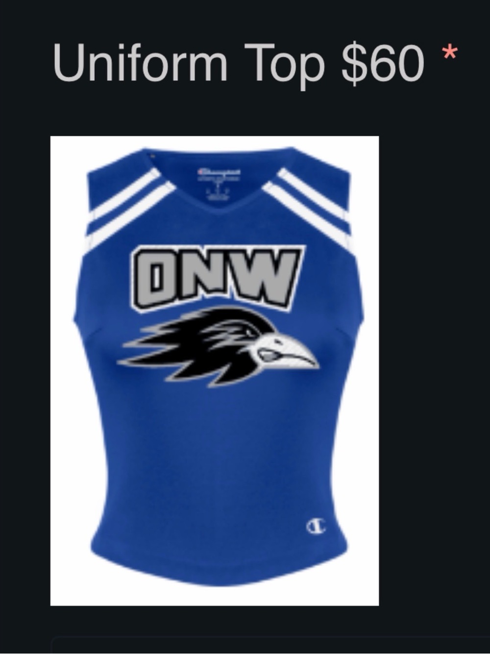 Royal Blue cheer outfit White Accents